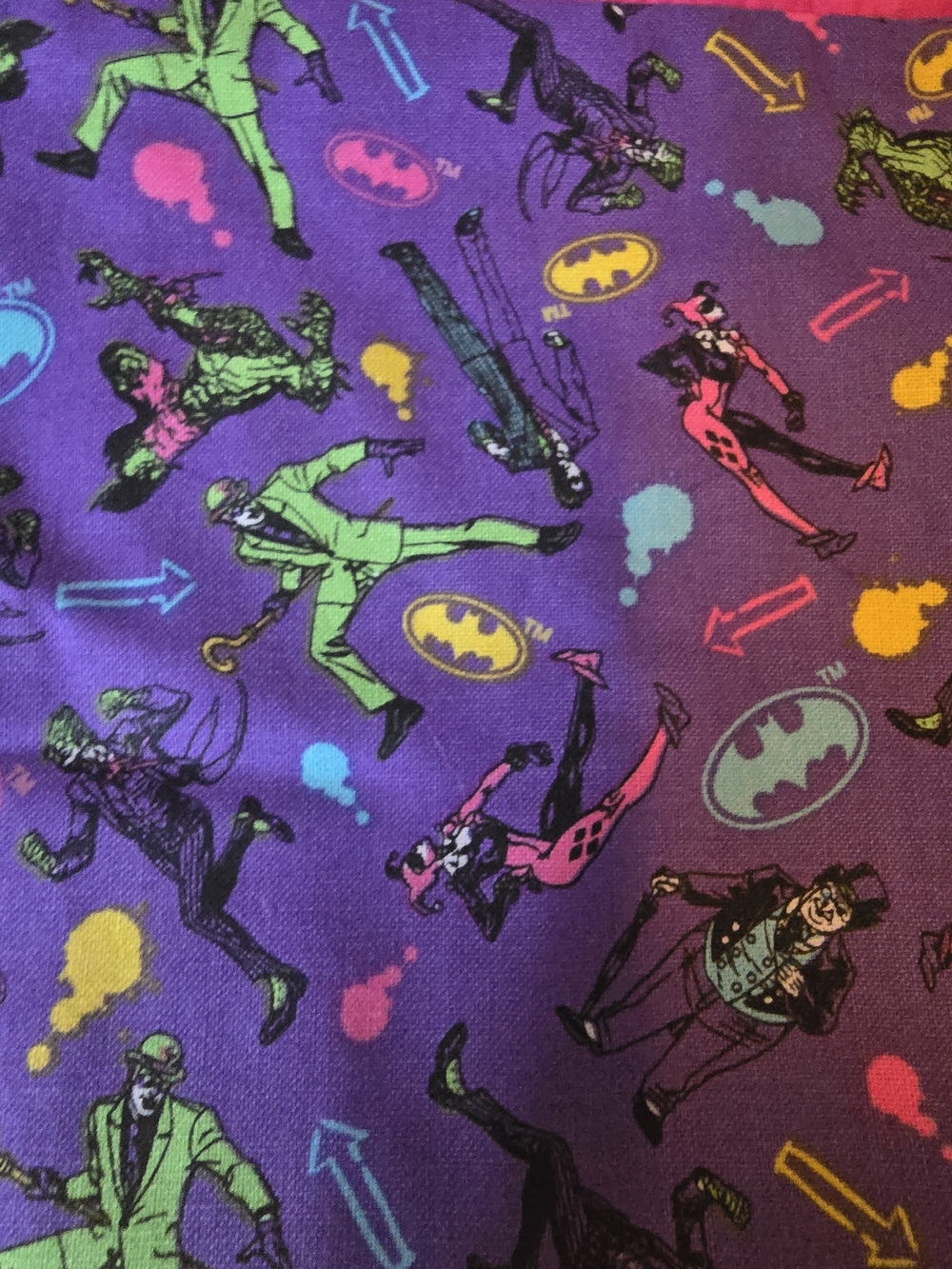 Rare Vintage DC Comics Purple Batman Villains Handmade Quilt Blanket 32x40 NWOT